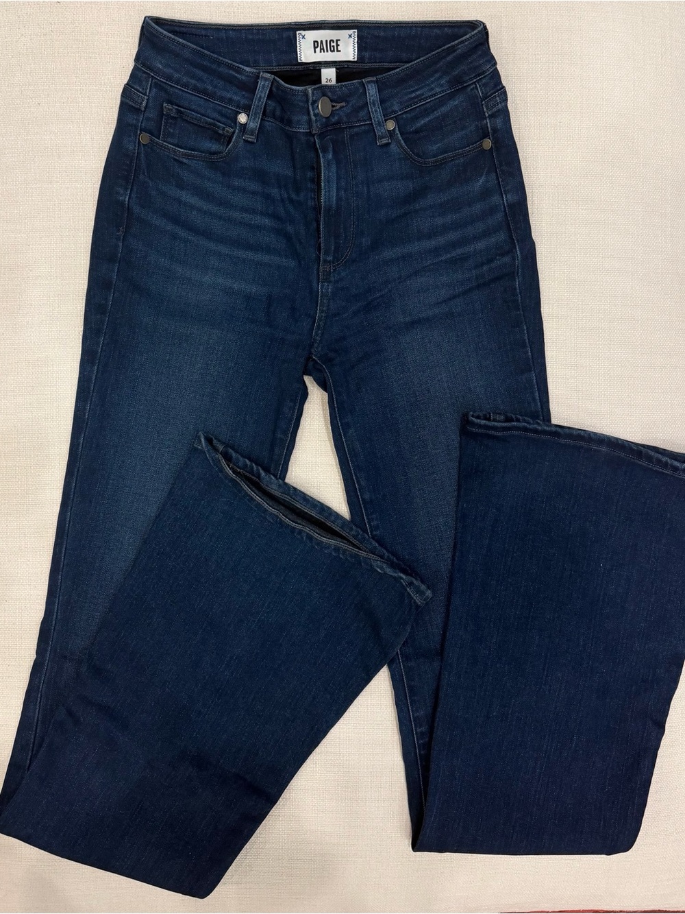 PAIGE Women's Dark Blue High-Rise Flare Jeans - 26